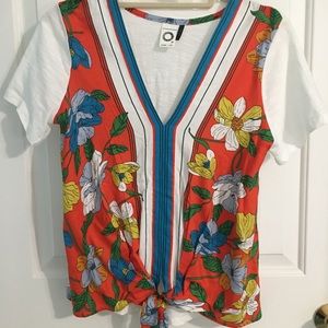 Anthropologie Tie-front Floral Tee